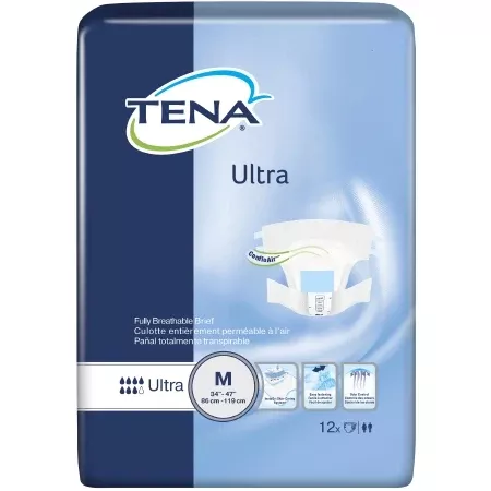 TENA Ultra Unisex Disposable Breathable Incontinence Brief, Moderate Absorbency