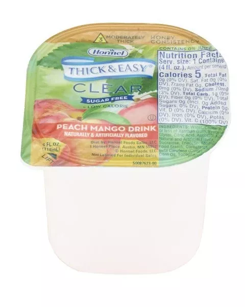 Thick & Easy Clear Honey Consistency Sugar-Free Peach Mango Thickened Beverage, 4 oz. Cup