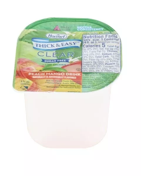 Thick & Easy Clear Nectar Consistency Sugar-Free Peach Mango Thickened Beverage, 4 oz. Cup