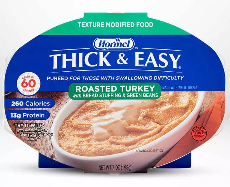 Thick & Easy Pureed Turkey, Stuffing, Green Beans