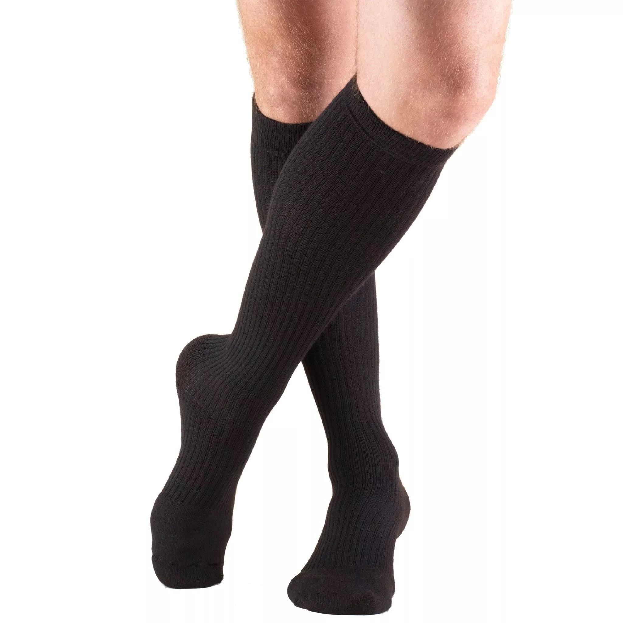 TRUFORM Men's Casual and Athletic Knee High Compression Socks 15-20 mmHg, Closed Toe