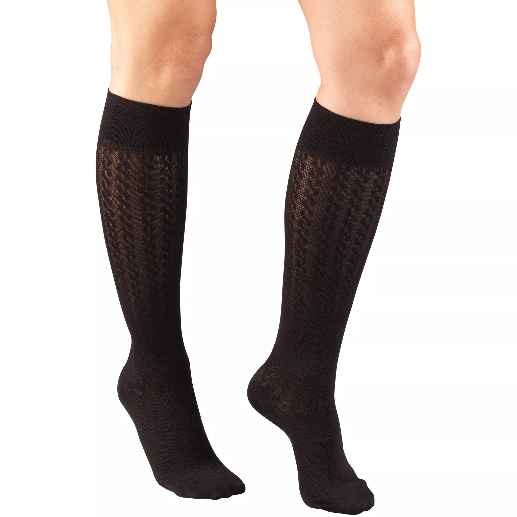 TRUFORM Women's Cable Knit Trouser Compression Socks 10-20 mmHg, Closed Toe