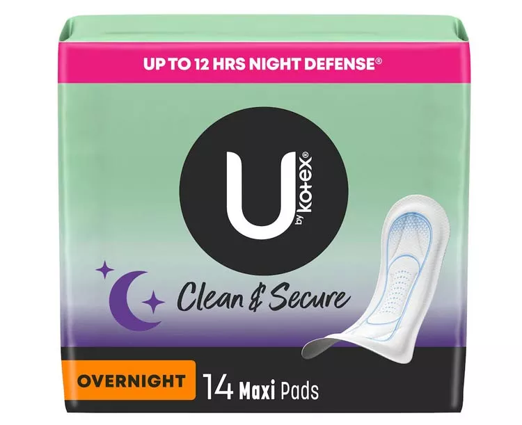 U by Kotex Clean & Secure Overnight Maxi Pads