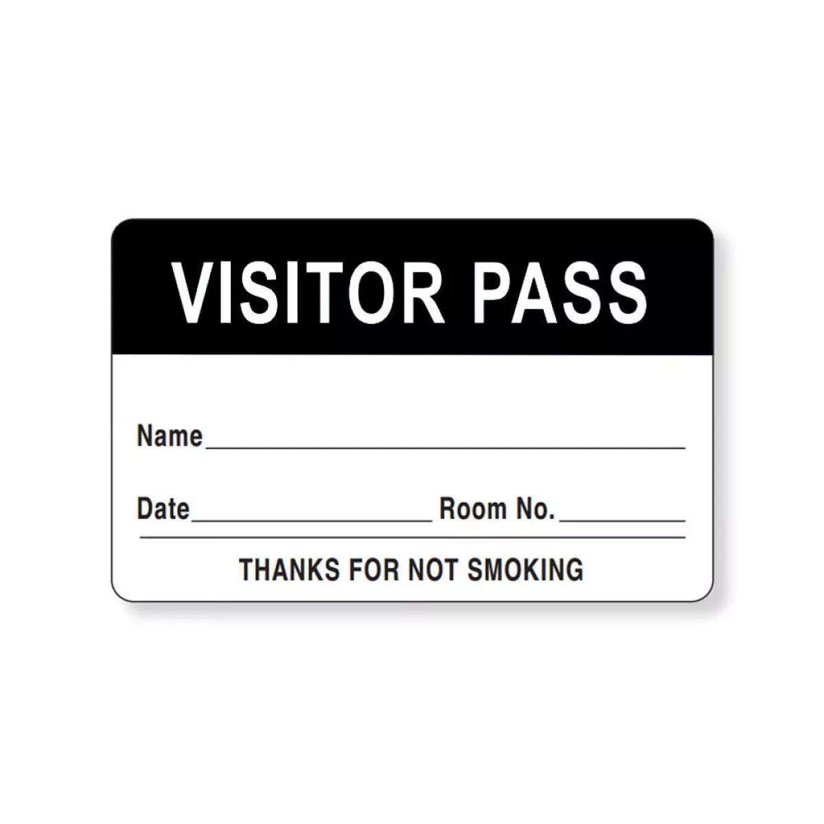Visitor Pass Label Paper Removable Visitor Pass Name 1 1/2" Core 2 3/4 " X 1 3/4" Black 1000 Per Roll