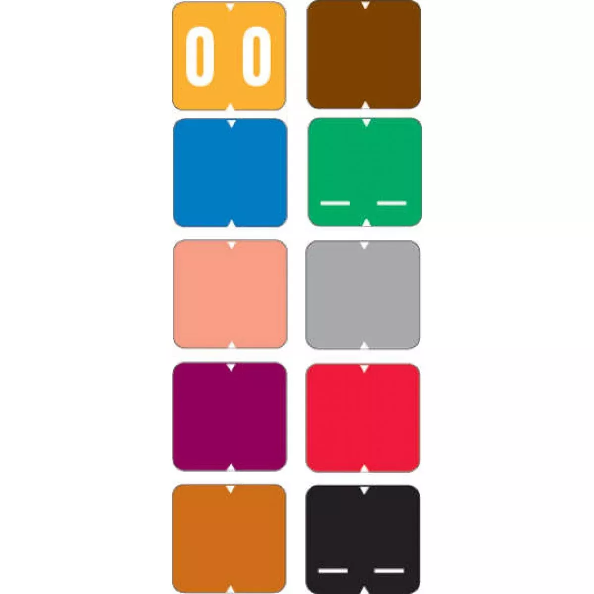 Vre Compatible 8860 Color Code Label Numeric 1 1/4" X 1 1/4" Assorted Colors Permanent - 500 Per Roll, 10 Rolls Per Set