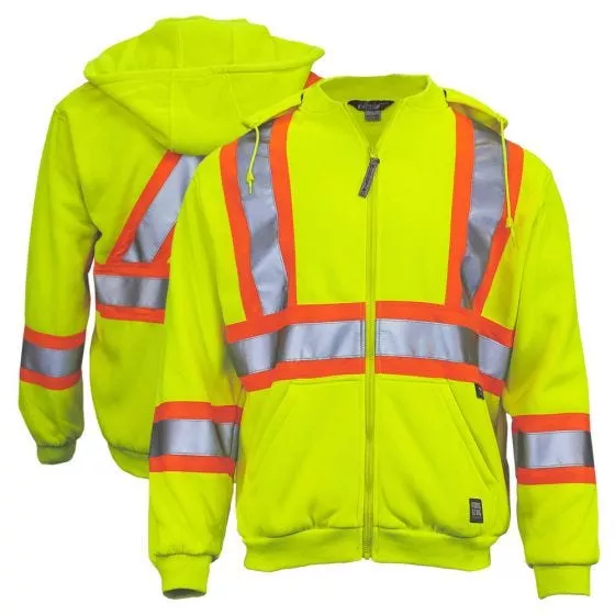 Work King Class 2Zip Front Fleece Hoodie High Visibility Lime , Size 5X-Large Safety RCH-S494-LM-5X