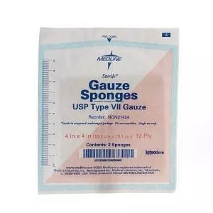 Woven Gauze Sponge Sterile 2's, 4" x 4", 12-Ply
