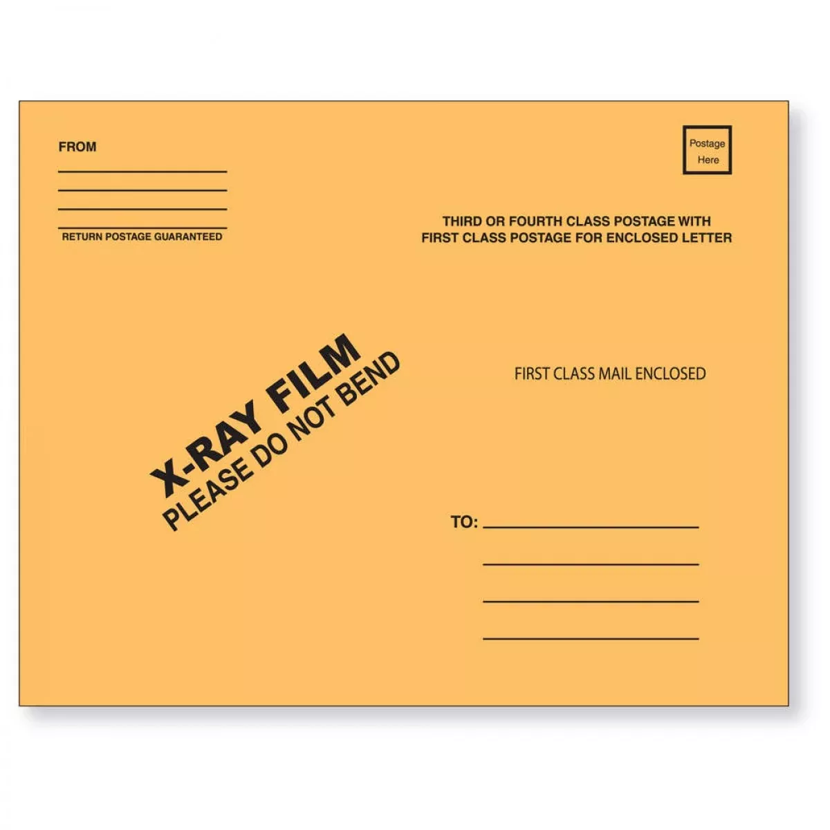 X-Ray Film Mailer String & Button Open End With Black Print 28# Brownkraft 11"X13" 50 Per Case