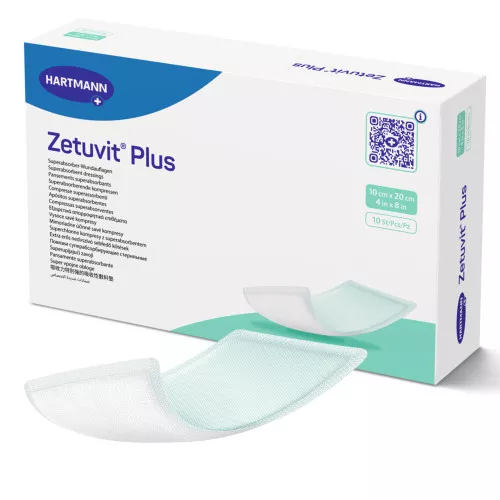 Zetuvit Plus Super Absorbent Dressing, without Adhesive 4 X 8 in, 413111, Box of 10